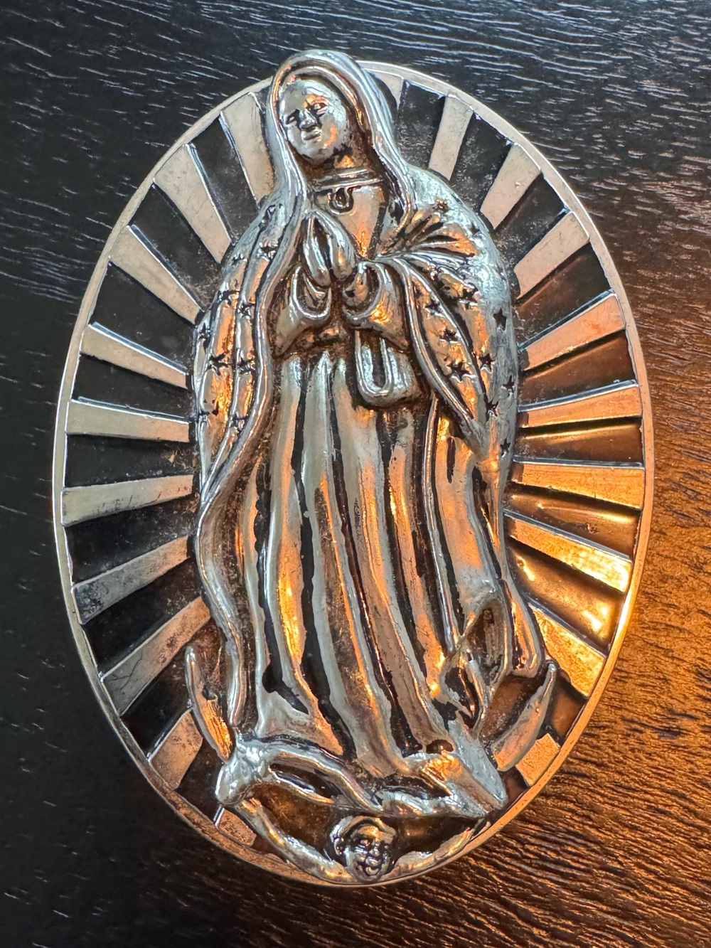 Lady of Guadalupe silver-tone metal Belt Buckle